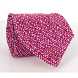 Paul Stuart Silk Tie Designer Luxury Multicolor Geometric Pattern Handmade USA